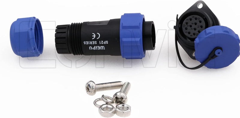 Eonvic Weipu SP21 2-12 Pin Male Plug Female Socket Flange Waterproof IP68 Connector Cable Industrial Circular Solar Electrical Connector (12Pin) - Image 5